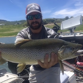 GSO Fishing Guide - Irah Wooten with his massive Brown trout caught on Blue Mesa Reservoir