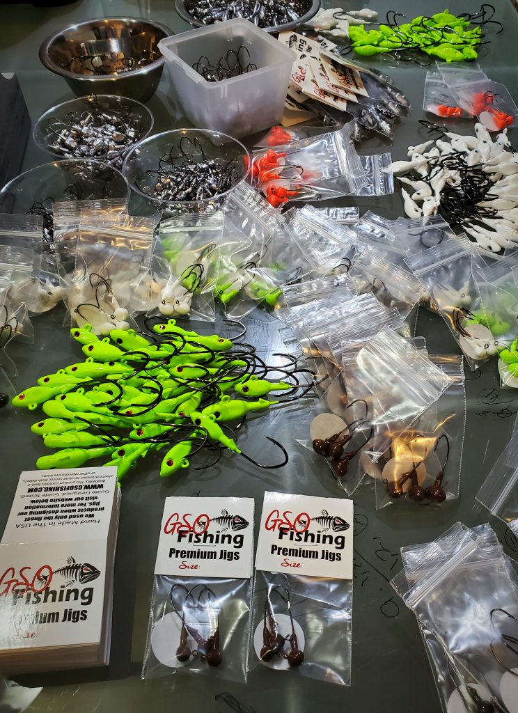 GSO Fishing Premium Jigs Piled High And Waiting To Be Packaged