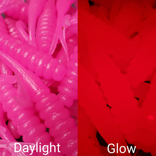 GSO Fishing TG Grubs Pink: The difference between Daylight Pink and Glow Pink