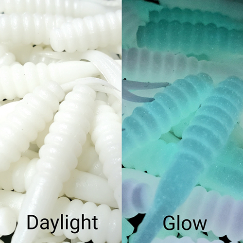 GSO Fishing TG Grubs White: The difference between Daylight White and Glow White