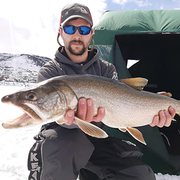 GSO Fishing Ice Team Guide Cody Rowe Caught A Lake Trout At Blue Mesa Reservoir