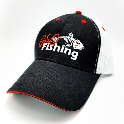 GSO Fishing Cap with logo on front and white mesh back.