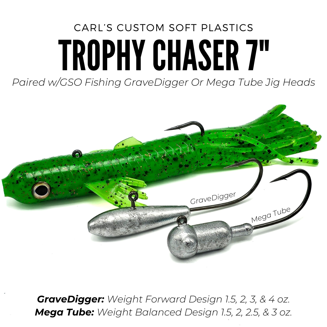 Trophy Chaser 7 Paired With GSO Fishing Jig Heads